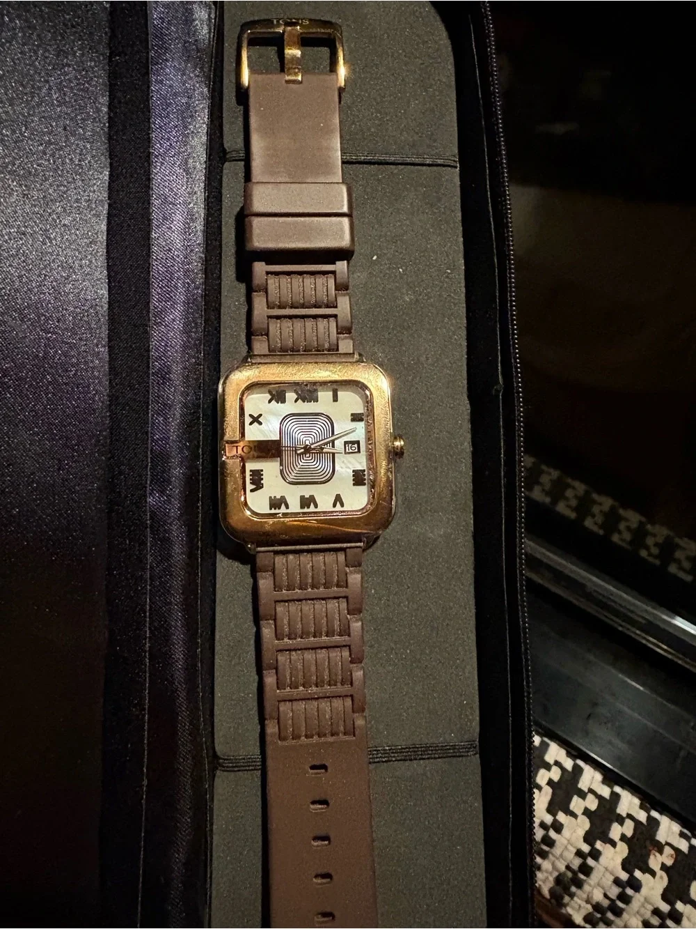 TOUS Rose Steel Watch Case with Brown Strap